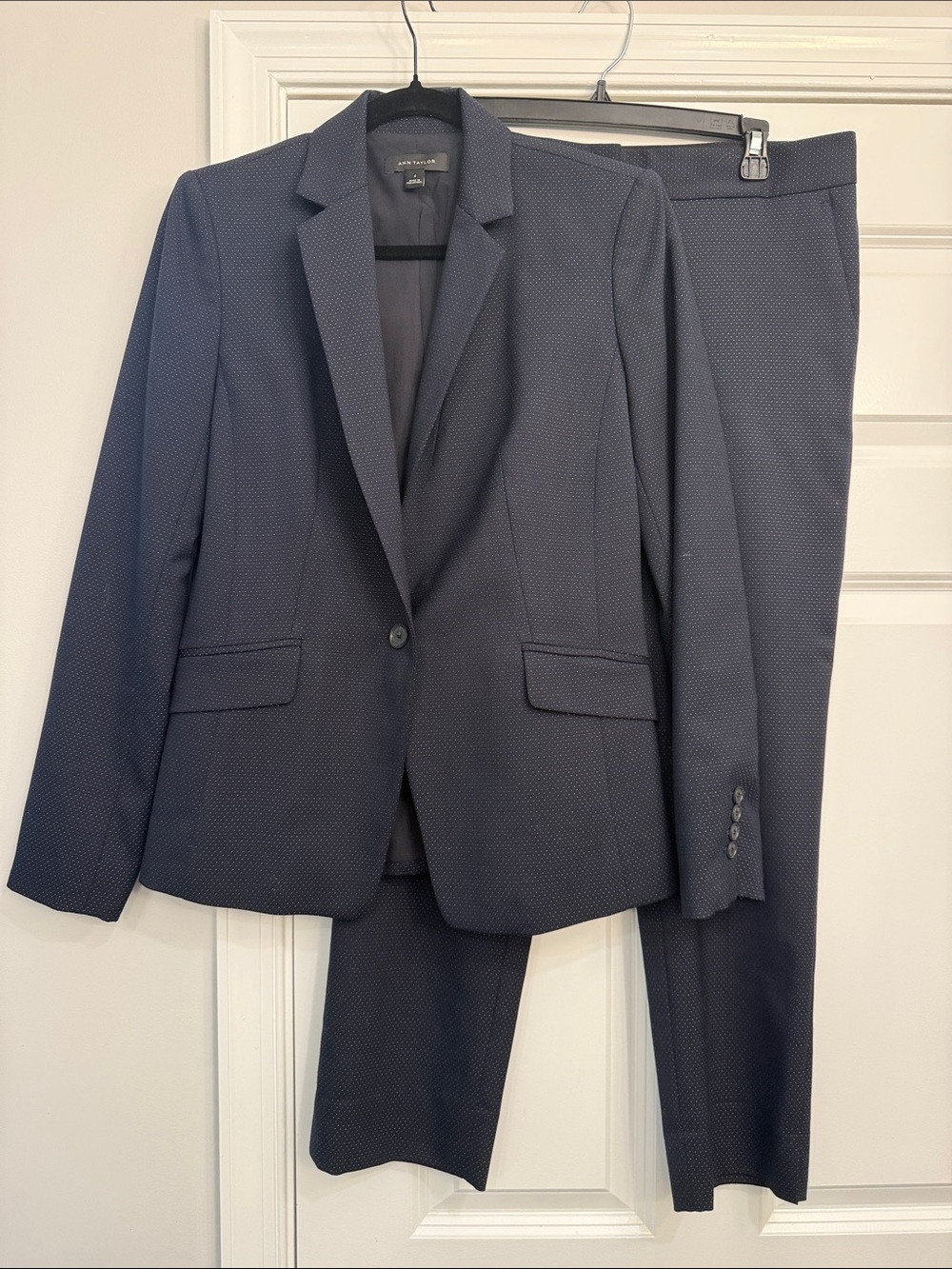 Ann Taylor Navy Petite Women's Two-Piece Textured Suit